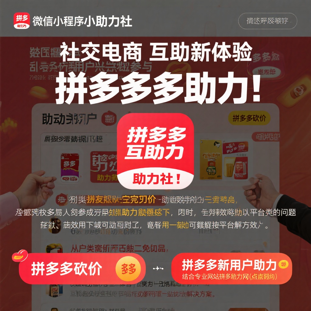 微信小程序助力社拼多多互助新体验高效真人助力砍价无忧