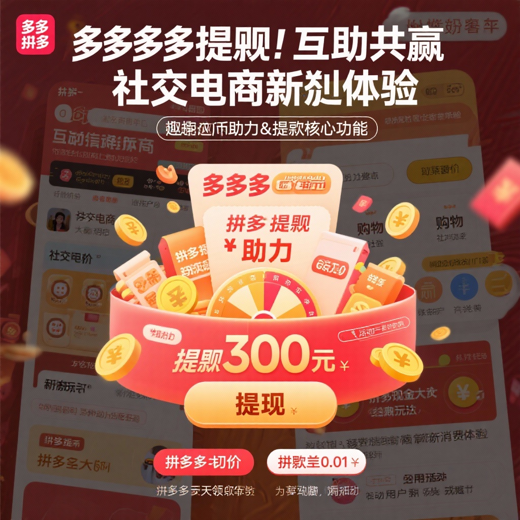 拼多多提现互助共赢社交电商新体验